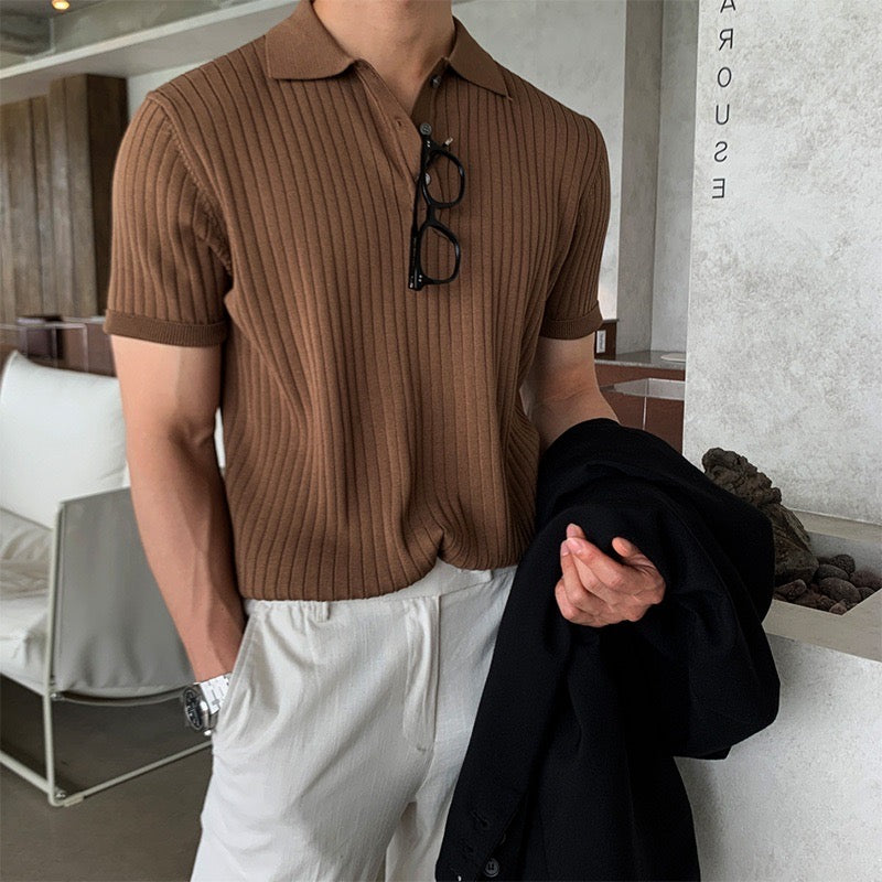 Visconti Knitted Polo Shirt - Marrone