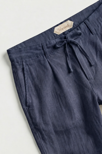 Visconti Linen Trousers - Blu scuro