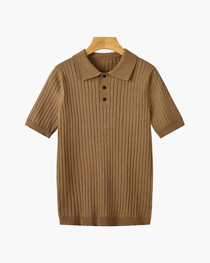 Visconti Knitted Polo Shirt - Marrone